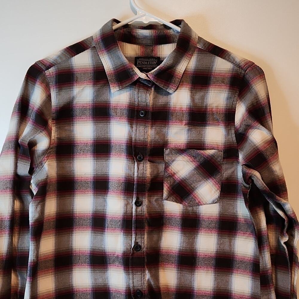 Pendleton Flannel Shirt Women's Size Medium Gray/Black/White EUC VERY NICE!! - Picture 4 of 11